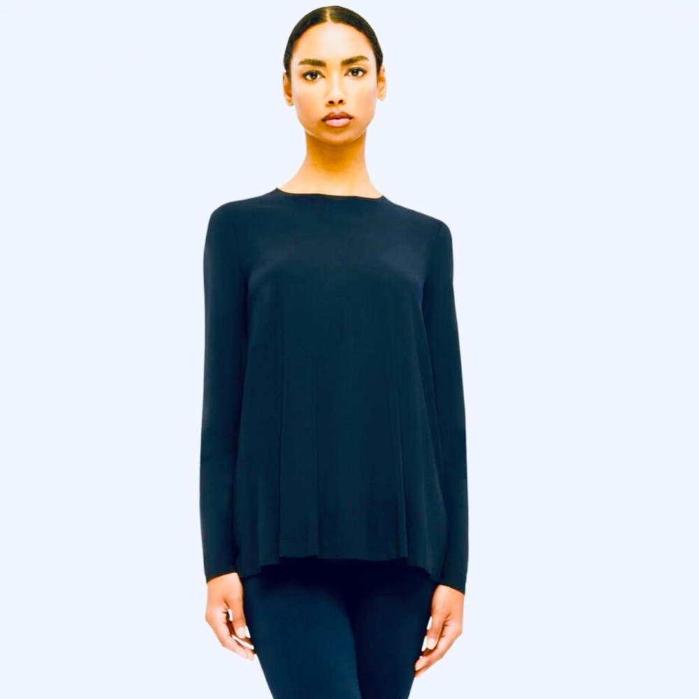 Wolford Aurora Pure Pullover Sustainable Knit Flared, Midnight Blue Large